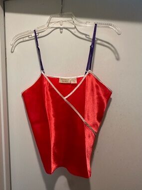 Victoria's Secret Gold Label Orange Red Cami with Purple Straps Size Medium